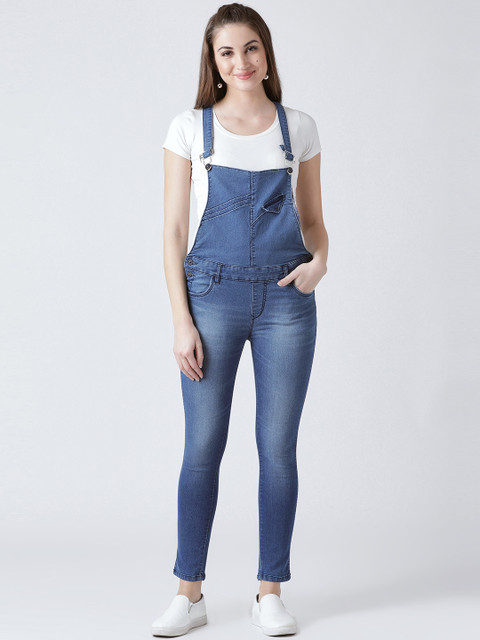 

Devis Women Blue Solid Denim Dungarees