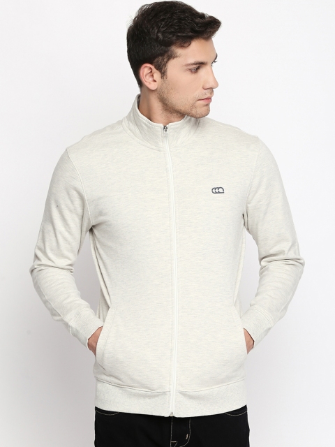 

Ajile by Pantaloons Men Grey & Off-White Solid Front-Open