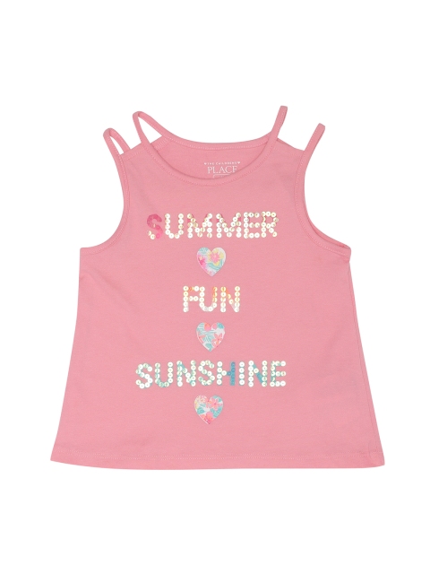 

The Childrens Place Girls Pink Printed Round Neck T-shirt