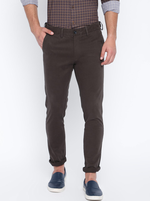 

Basics Men Brown Tapered Fit Solid Regular Trousers
