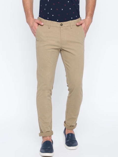 

Basics Men Khaki Tapered Fit Solid Regular Trousers