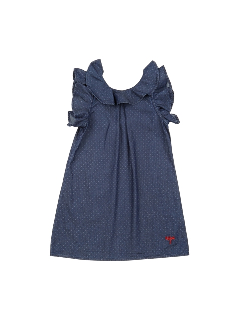 

U.S. Polo Assn. Kids Girls Navy Blue Printed A-Line Dress