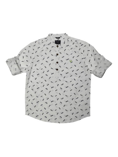 

Allen Solly Junior Boys White & Black Regular Fit Printed Casual Shirt