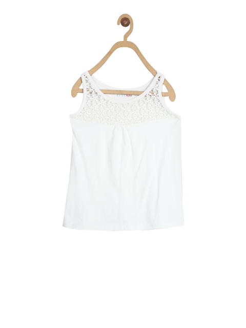 

ELLE Girls Off-White Self Design Top
