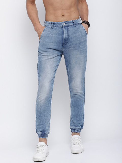 

LOCOMOTIVE Men Blue Jogger Mid-Rise Clean Look Stretchable Jeans