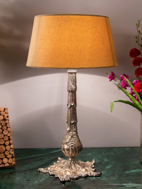 

Homesake Silver-Toned & Beige Solid Handcrafted Table Lamp with Shade