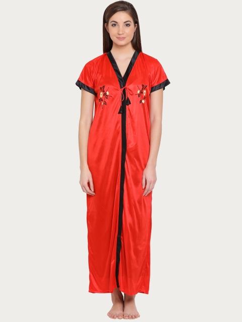 

Clovia Women Red Maxi Satin Robe NS1126P04O