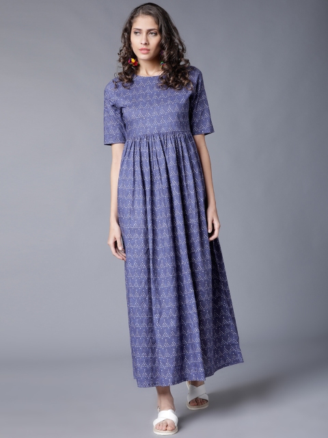 

Vishudh Women Blue Printed Empire Dress