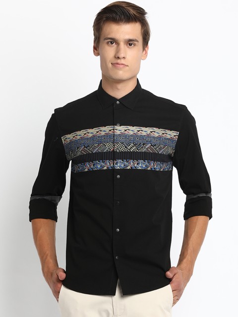 

Basics Men Black Slim Fit Solid Casual Shirt