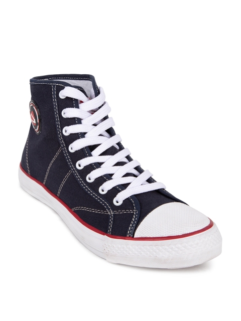 

Duke Men Navy Blue Canvas Mid-Top Sneakers