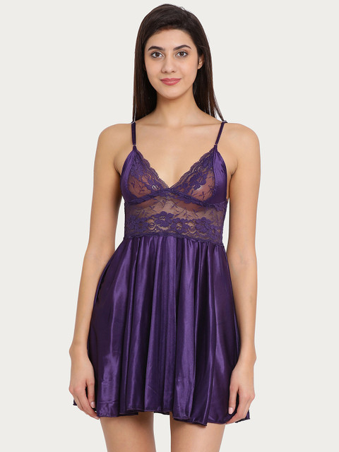 

Clovia Women Purple Solid Baby Doll