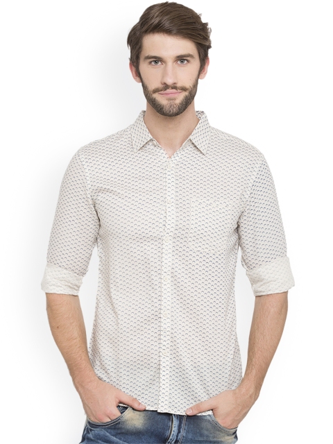 

SPYKAR Men White & Blue Slim Fit Printed Casual Shirt