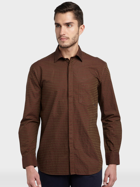 

ColorPlus Men Brown Tailored Fit Striped Casual Shirt