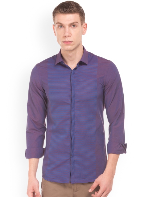 

Excalibur Men Purple & Blue Skinny Fit Striped Casual Shirt