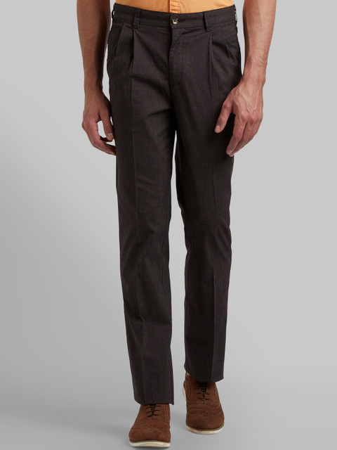 

Parx Men Brown Slim Fit Solid Regular Trousers