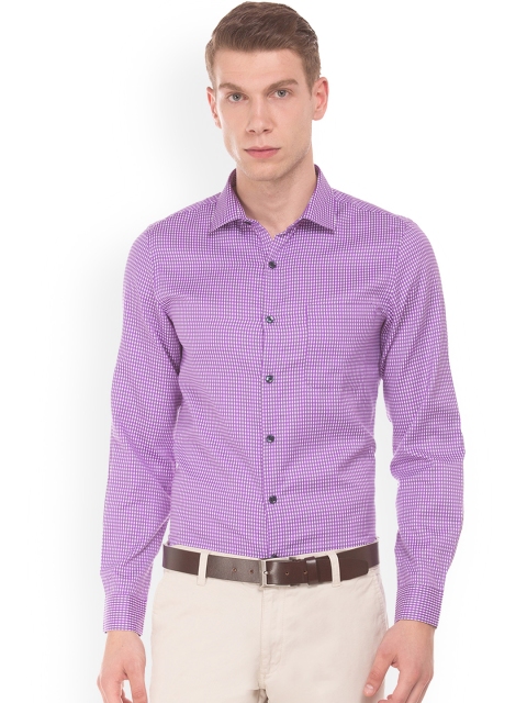 

Excalibur Men Purple & Off-White Slim Fit Checked Formal Shirt