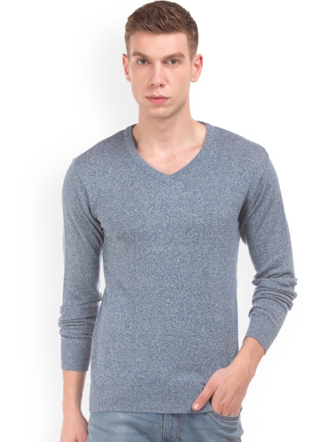 

Ruggers Men Blue Solid Pullover