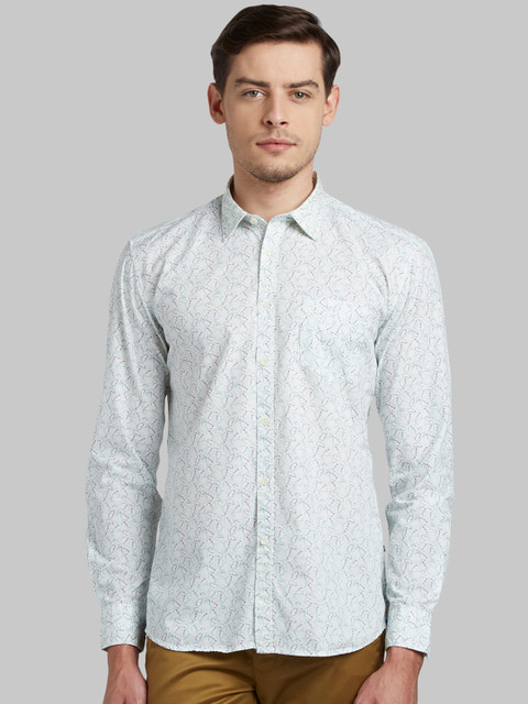 

Parx Men Green Slim Fit Printed Casual Shirt
