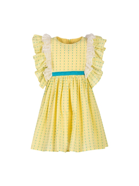 

A Little Fable Girls Yellow Marigold Lace Cotton Dress