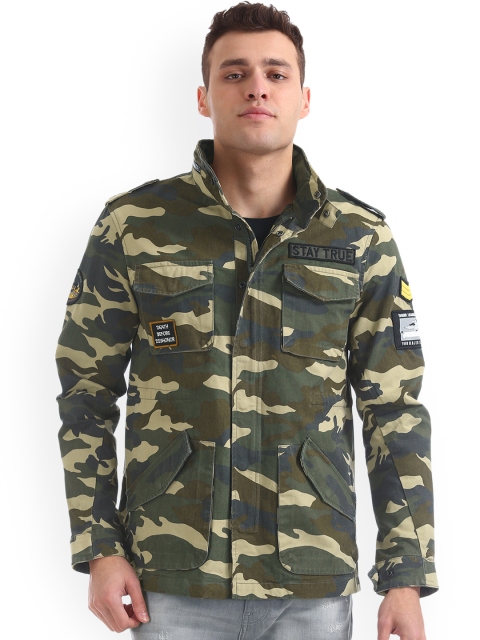 

Ed Hardy Men Green Printed Tailored Jacket