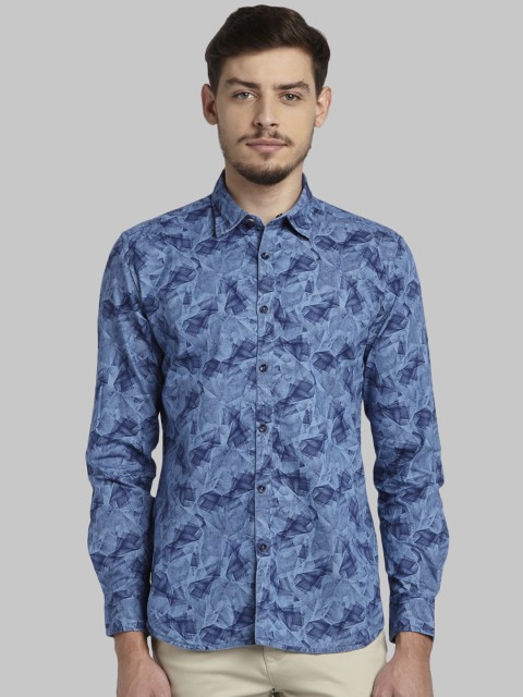

Parx Men Blue Slim Fit Printed Casual Shirt