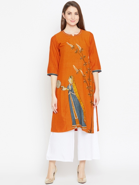 

Bitterlime Women Orange Printed Kurta with Palazzos