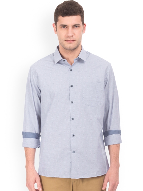 

Excalibur Men Blue Regular Fit Self Design Casual Shirt