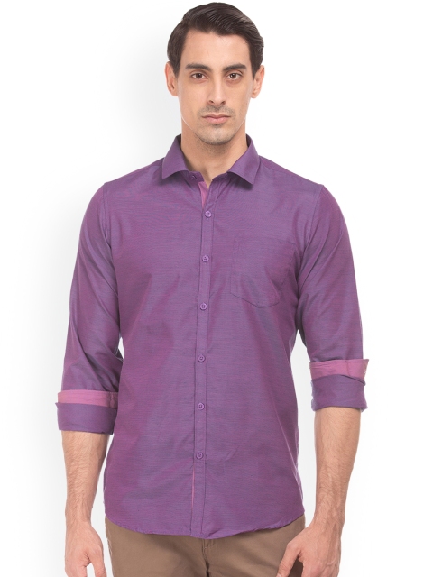 

Excalibur Men Purple Slim Fit Self Design Casual Shirt