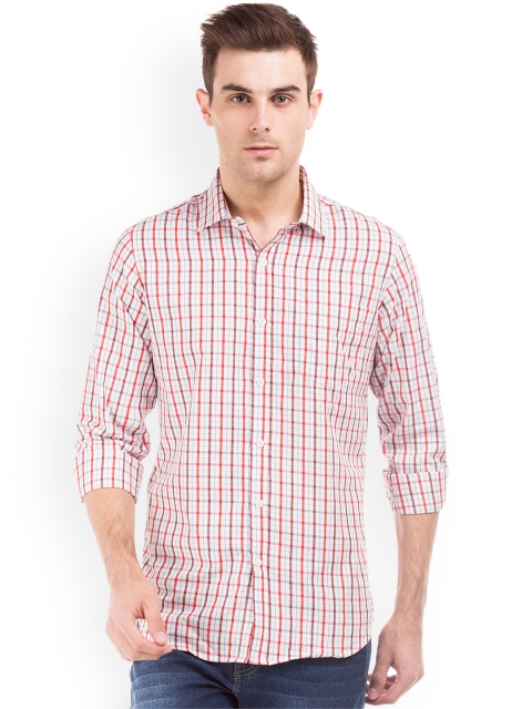 

Excalibur Men White & Red Slim Fit Checked Casual Shirt