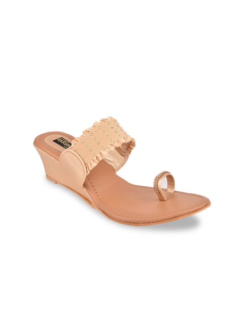 

Shoetopia Women Gold-Toned Embellished One-Toed Sandals