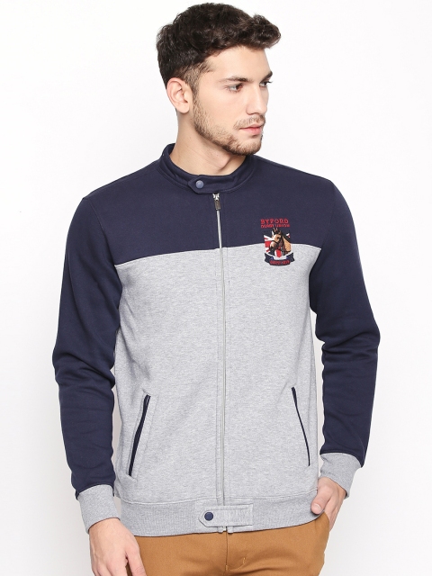 

BYFORD by Pantaloons Men Grey Melange Colourblocked Sweatshirt