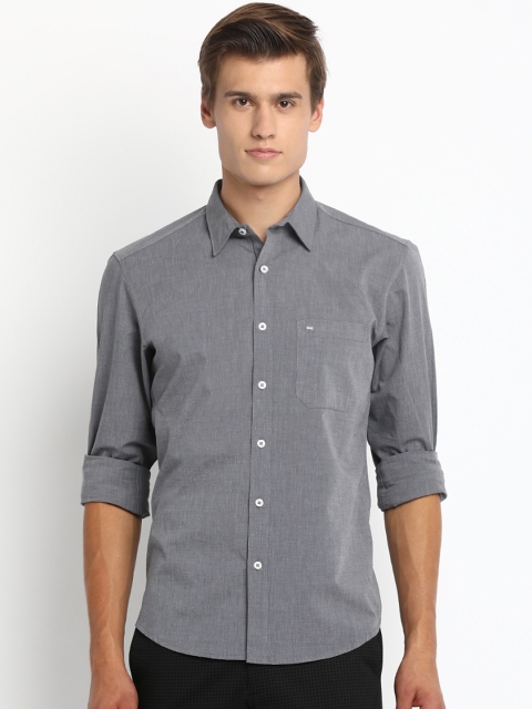 

Basics Men Grey Slim Fit Solid Casual Shirt