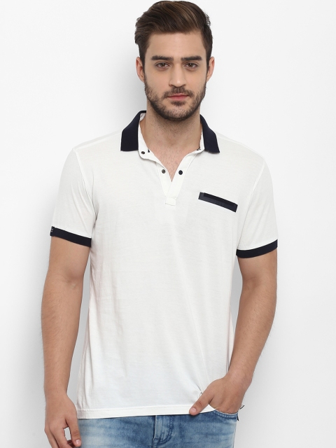 

Mufti Men White Solid Polo Collar T-shirt