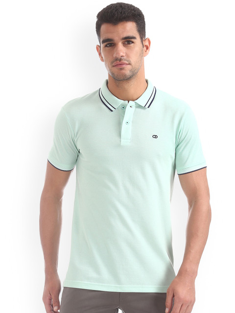 

Ruggers Men Green Solid Polo Collar T-shirt