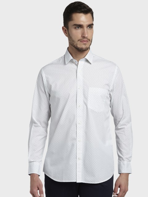 

ColorPlus Men White Tailored Fit Printed Casual Shirt
