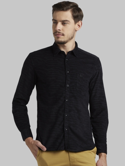 

Parx Men Black Slim Fit Self Design Casual Shirt