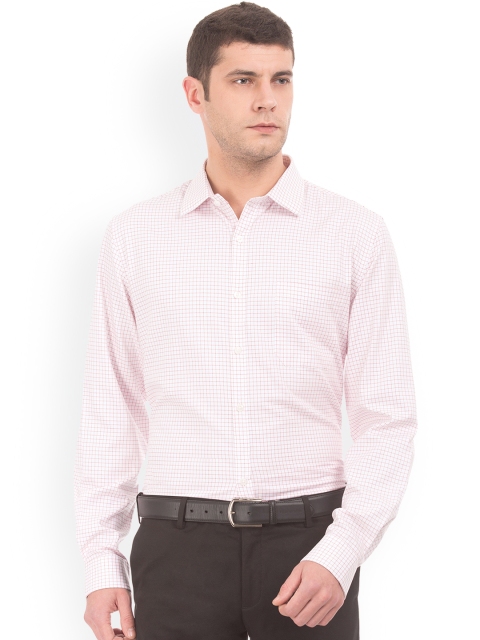 

Excalibur Men White & Pink Regular Fit Checked Casual Shirt