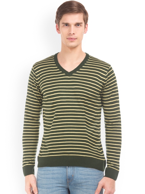 

Ruggers Men Green Striped Pullover