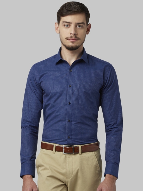Park Avenue Men Blue Slim Fit Checked Formal Shirt