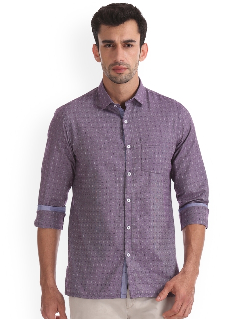 

Excalibur Men Purple Slim Fit Printed Casual Shirt