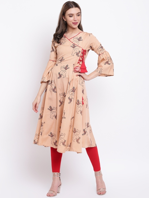 

La Firangi Women Beige Printed A-Line Kurta
