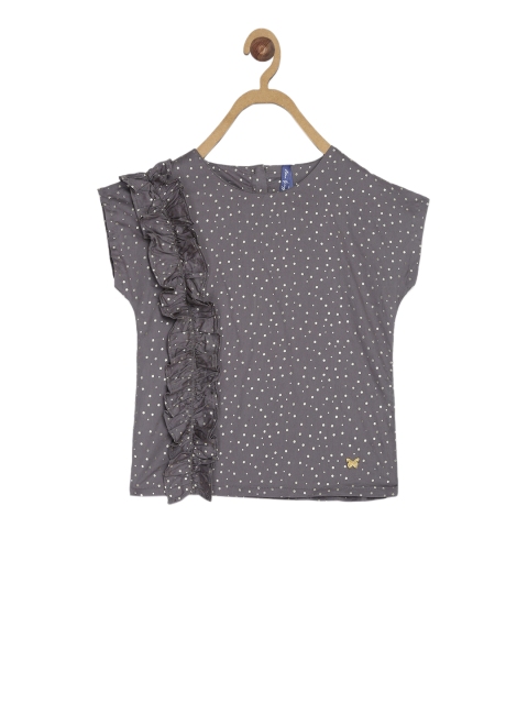 

Blue Giraffe Girls Grey Printed Top