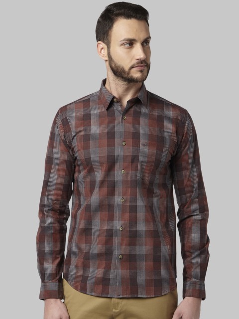 

Park Avenue Men Brown Slim Fit Checked Casual Shirt