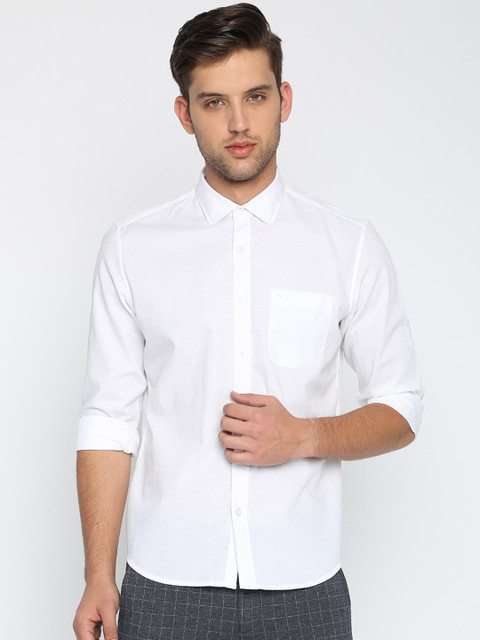 

Basics Men White Slim Fit Solid Casual Shirt