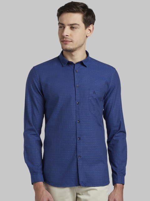 

Parx Men Navy Blue Slim Fit Self Design Casual Shirt