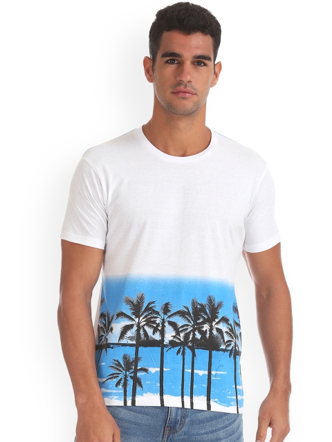 

Newport Men White Printed Round Neck T-shirt