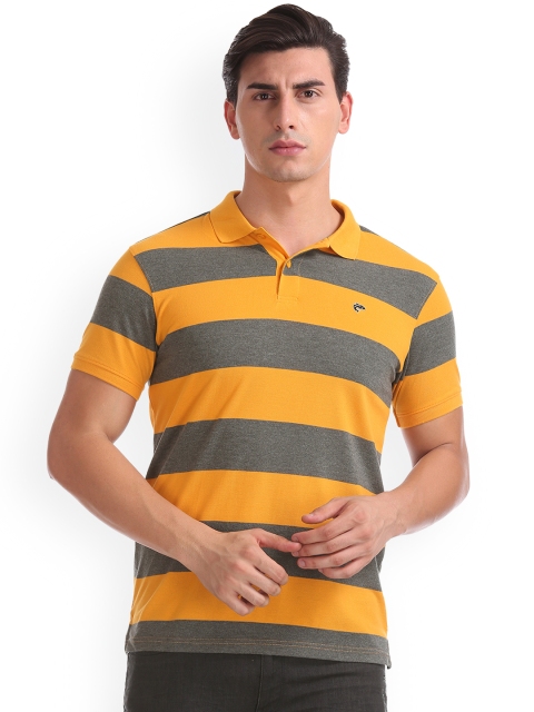 

Ruggers Men Yellow Striped Polo T-shirt