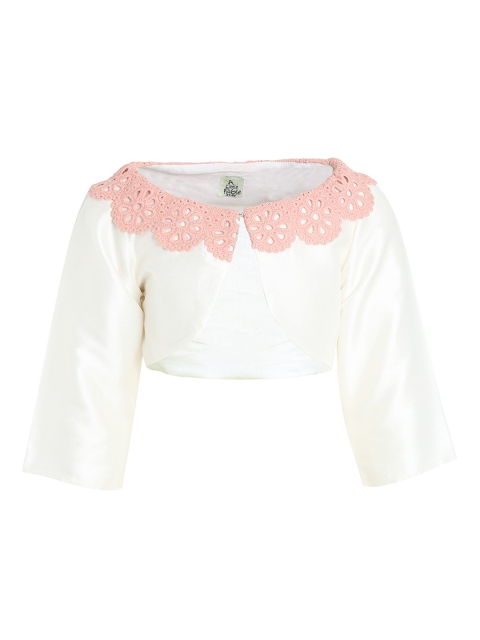 

A Little Fable Off-White Solid Button Shrug
