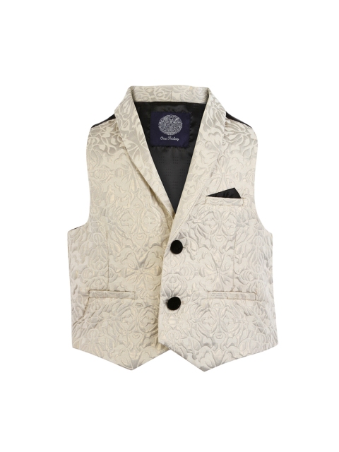 

One Friday Boys Beige Printed Pure Cotton Waistcoat