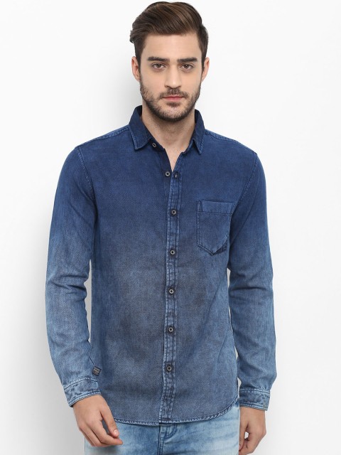 

Mufti Men Blue Slim Fit Faded Casual Shirt